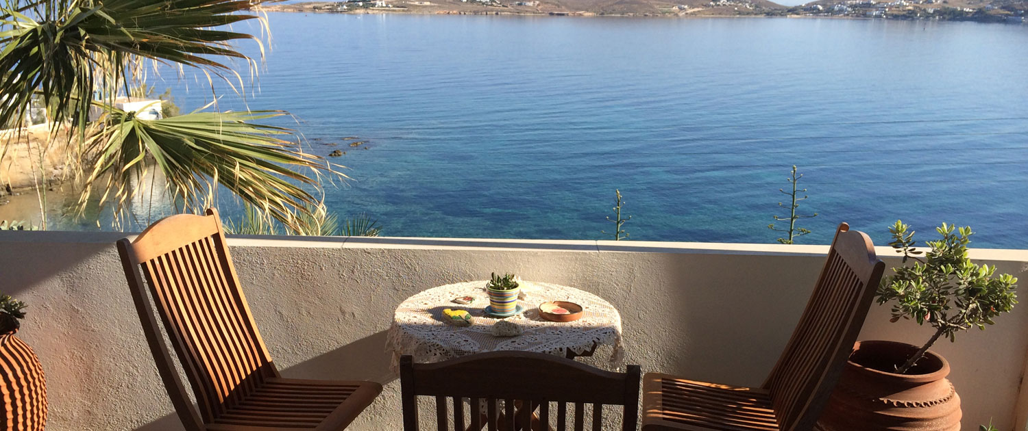 Paros Rooms Dora balcony overlooking the sea